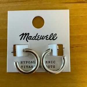 NWT. Madewell small silver hoops